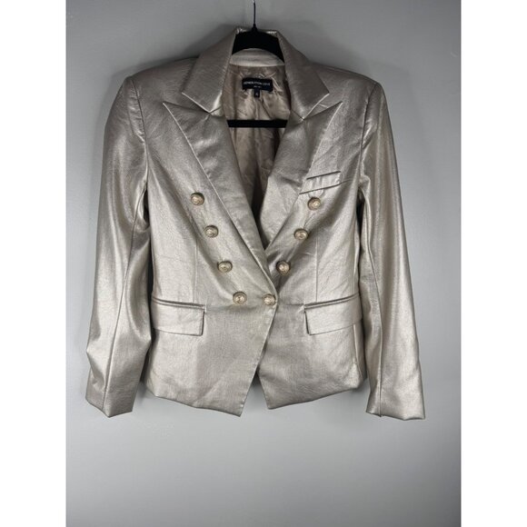 New Generation Love Delilah Vegan Gold Leather Blazer Jacket Size XS - Picture 2 of 6